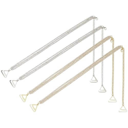 Image of FREEBLOSS 2 Pairs Rhinestone Bra Straps Adjustable Shoulder Rhinestone Straps Bridal Wedding Dress Shoulder Chain for Women, Gold, Silver