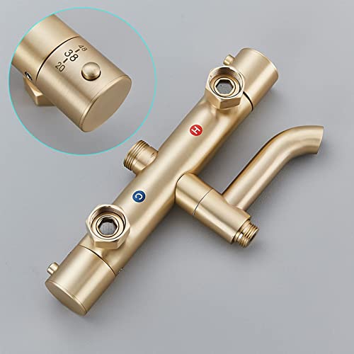Robinet de douche thermostatique or brossé anti-brûlure à double commande