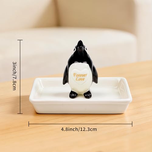 Image of PUDDING CABIN Penguin Gifts for Women, Ring Holder Jewelry Tray, Penguin Figurine Forever Lover Anniversary Wedding Birthday Mothers Day Gifts for Girlfriend Wife Fiancee Daughter Mom
