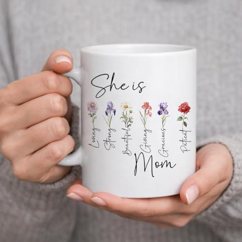 Image of TIED RIBBONS Gift for Mom, Birthday Gift for Mom Women Wife Mother in Law Mummy (Mother with Child Statue, Artificial Flower Bunch, Ceramic Coffee Mug & Greeting Card) Set Combo