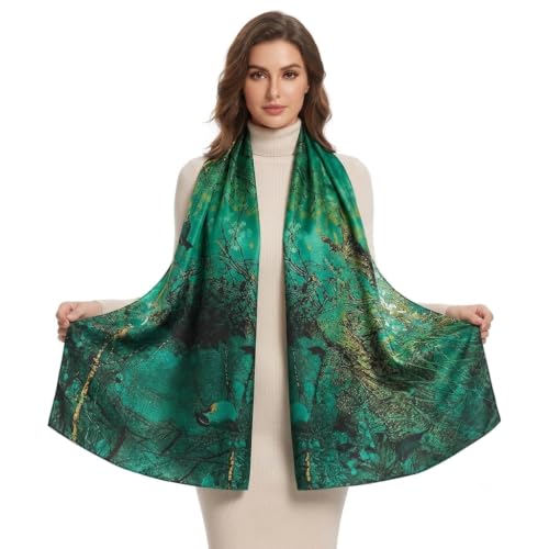 Image of Floral Printed Silk stole | silk Scarf for Women | stylish silk stole for women | Soft Lightweight Stole, Shawl & Neck Wrap | Scarf for Wedding, Party, Travel & Casual Wear