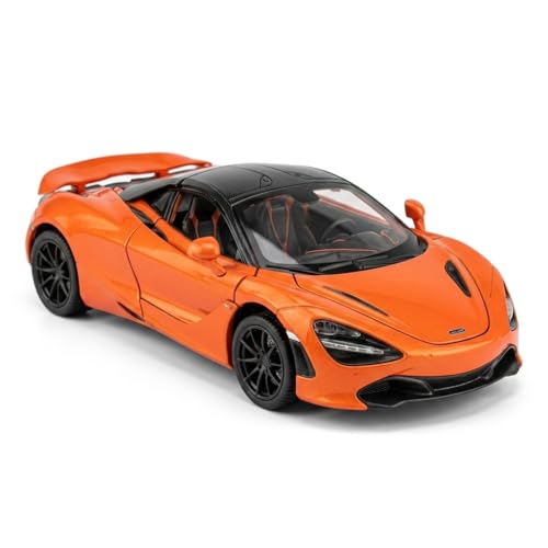 Image of McLaren 720S 1:24 Scale Die-Cast Car Model Orange - Dihedral Butterfly Doors Sound Light Pull-Back Alloy Metal Collectible Toy Car