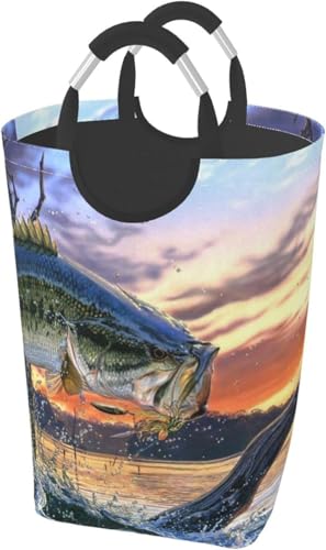 ランドリーバスケット 魚 釣りに行く 収納かご 洗濯物入れ 収納ボックス 折り畳み 大容量 雑貨 おもちゃ収納バッグ 寝室、洗濯室、 シンプルでおしゃれ収納袋
