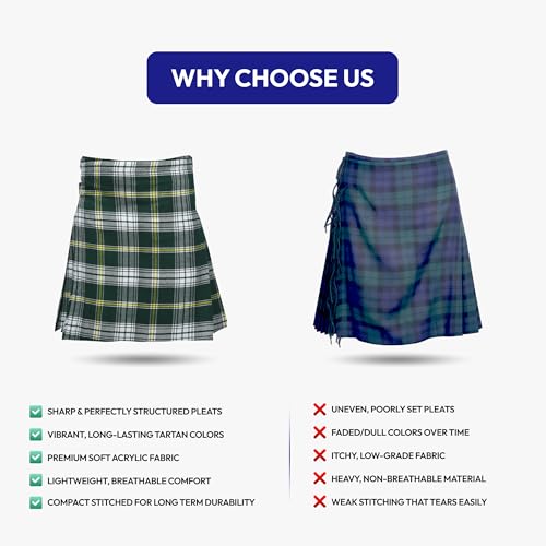 Image of 8 Yard Mens Kilt - Authentic Tartan Kilt for Men Highland Outfit for Weddings & Traditional Scottish Wear