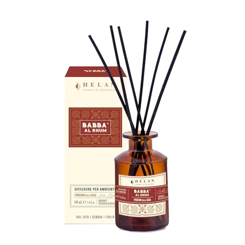 Helan Babbà al Rhum - Profumatore per Ambienti, Profumo Ambiente con Bastoncini per Diffusori con Pera, Vaniglia, Melassa e Cannella Idee Regalo Deodorante e Profumatori Ambiente 100 ml, Made in Italy