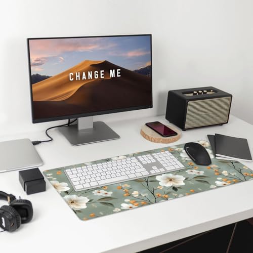 Tapis de souris de jeu ordinateur portable grand format fleuri
