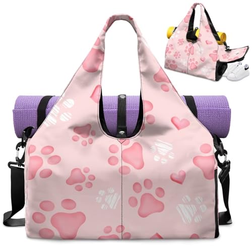 GLENLCWE Women's Gym Bag Hygienic Yoga Mat Bags Waterproof Sports Duffel Bags with Yoga Mat Holder Shoulder Bag for Sport