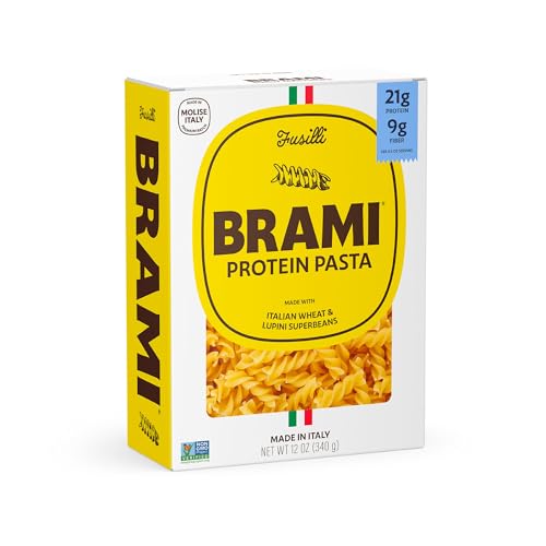 Brami Fusilli Italian Protein Pasta, Low Carb, High Fiber, Non-GMO, Keto, Made in Italy, Semolina...