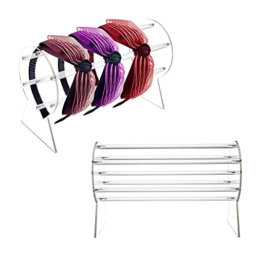 RELMON 2 Pack Clear Headband Holder, Acrylic Headband Organizer Display Stand for Girls Women