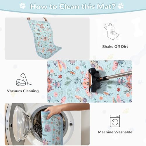 Image of Lahome Insect Washable Reusable Pee Pads for Dogs, 2 Pack, Blue, 36x48 | Waterproof, absorbent pet mats with non-slip backing and butterfly print; suitable for crates, floors and potty training.