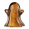 Artistone 17 yellow tiger eye crystal ghost statue carved gemstone ghost figurine sculpture reiki healing stone for halloween carnival party home office mantel decor  urban country home decor