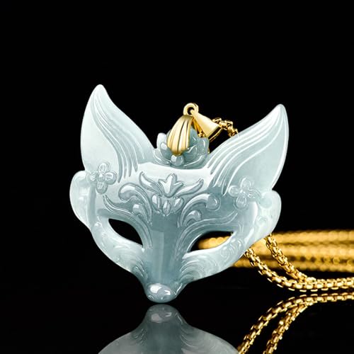 Collier renard à neuf queues bleu en jadéite véritable de qualité A