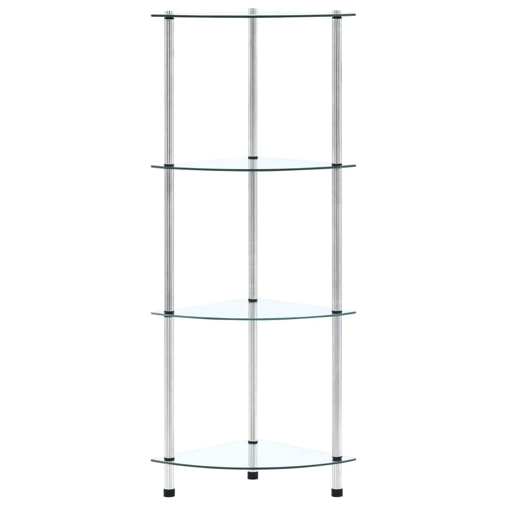 vidaXL Regal mit 4 Ablagen Vitrine Glasregal Dekoregal Sammlervitrine Standregal Glasvitrine Bücherregal Vitrinenschrank Transparent 30x30x100 cm Hartglas