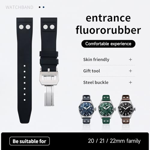 Bracelet en caoutchouc pour IWC Big Pilot finition rivets luxe - 2