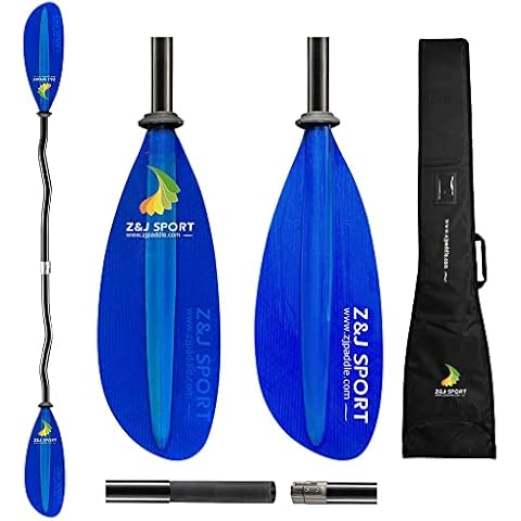Z&J SPORT Sea Kayak Paddle Fiberglass Blade with Paddle Bag, Adjustable Recreational Touring Kayak Paddle for Dynamic Kayaking in Ocean, River, Lake (SK-II) (220-230cm,Bent Shaft) Cover