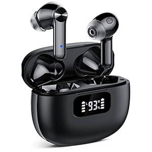 Bluetooth hoofdtelefoon, draadloze oordopjes Bluetooth 5.1, krachtige bas, 40 uur speeltijd met oplaadhoesje, IPX7 waterdicht, oortelefoon geschikt voor werk, games en sport