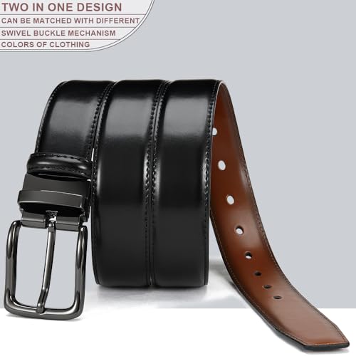 Image of DOOPAI Reversible Leather Belt for Men 1.25 inch - Dual Sided Dress and Casual Belt, Trim to Fit, 2 Styles in One Belt