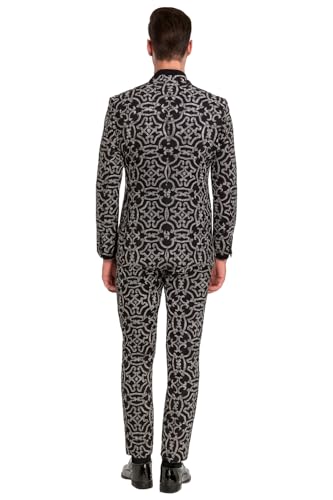 Men’s Black and Silver Sequin Tuxedo – Slim Fit 2-Piece Party and Wedding Suit with Sparkling Design2