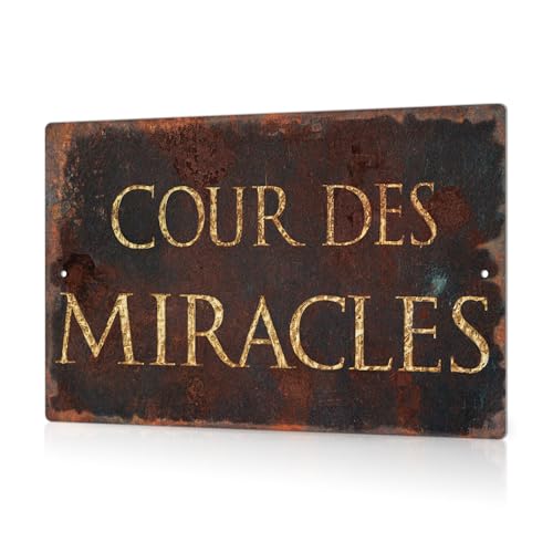 Putuo Decor Plaque Murale Cour des Miracles – Style antique rouillé – Déco métal vintage pour maison ou boutique