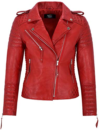 Veste en cuir pour femme blouson biker noir en vrai cuir d'agneau souple 2260
