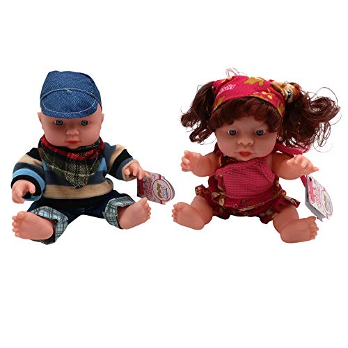 2 Pack Realistic 10” Twin Baby Dolls Boys and Girls, Toddler Girl Toy, Brushable Hair, Accessories, Vinyl Body, Cute Outfits, Washable, Great for Pretend Play, Birthday Gift for Children (Doll Set #2)