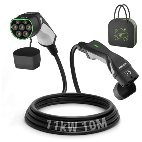 EIDYBOX Ladekabel 11KW Dreiphasig 10M Typ 2 auf Typ 2 EV Ladegerät 16A Kompatibel mit Model S/3/X/Y e-Golf/e-UP/ID.3 i3/i8 EQC/EQS