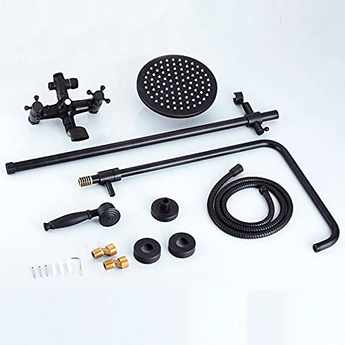 Mitigeur de douche noir bronze avec pommeau effet pluie 8 pouces et douchette - 4