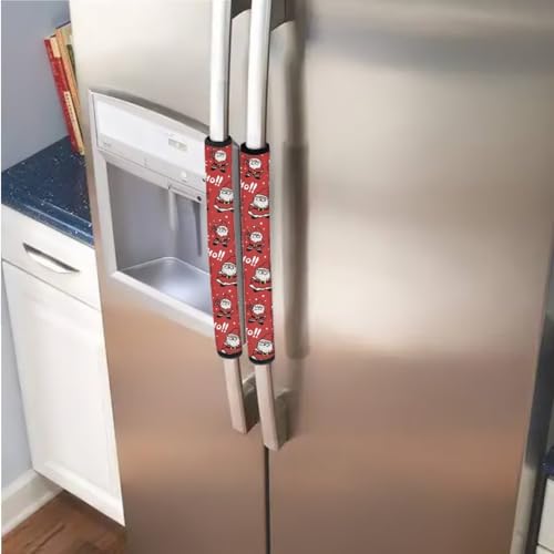 Image of Refrigerator Door Handle Covers Set of 6 Washable Universal Kitchen Appliance Decor Handles Protector for Microwave Dishwasher Keep Off Smudges Oil Stains, Santa Claus Chirstmas Red Ho