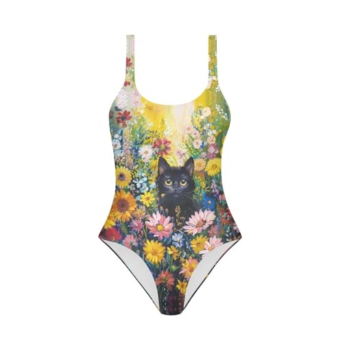 Image of One Piece Bathing Suit for Teen Girls Comfy Crewneck Backless Bathing Suit