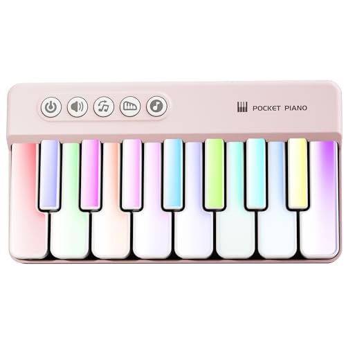 Mini Piano Keyboard for Toddlers, Baby Piano Musical Toy w/ Adjustable Volume and Lights, 15 Melodies, Learning Mode, 3 Sound Effects – Portable Kid Pianos Toy Christmas for Baby, Toddler, Kid, Adults