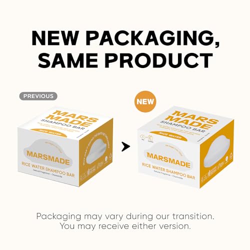 Image of MARS MADE Rice Water Shampoo Bar 2.0 - Hydrating & Moisturizing Natural Hair Soap for Strengthening & Scalp Nourishment - Solid Bar for All Hair Types (120g, 4.23oz)