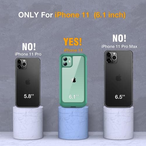 Image of Miracase Glass Series for iPhone 11 Case 6.1 inch, Upgraded Full-Body Rugged Phone Bumper Case Cover with Built-in 9H Tempered Glass Screen Protector and Camera Protector, Light Green