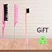 Xiangwenlan Pink Hair Brush Set - 3 Pcs, Slick Back, Rat Tail, Teasing Comb for Kids and Baby Hair Smoothing