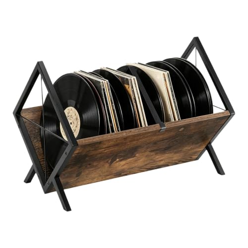 Soporte de vinilos espacioso con capacidad para 80 LP y diseño retro 2