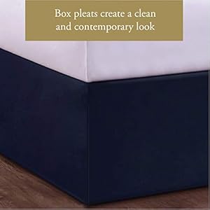 Lux hotel microfiber tailored style bed skirt with classic 14 inch drop length king navy  urban country home decor