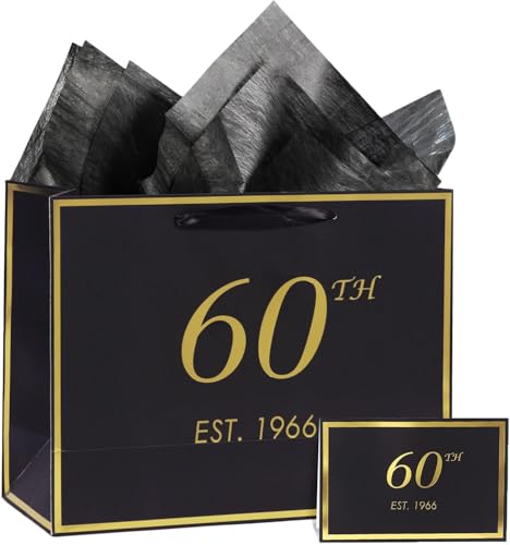 momoake 60th Birthday Gift Bag with Card and Tissue...