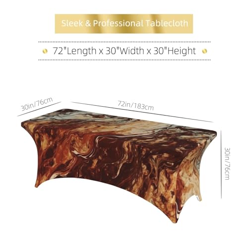 Nappe marron marbre 1,8m rectangulaire en élasthanne extensible - 7
