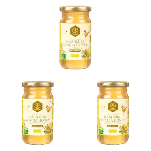 Image of Shiva Organic Kashmiri Acacia Honey-250g |100% Raw and Pure|Natural and Original|No Added Sugar|Fresh Kashmir Honey|Unprocessed Honey (Pack of 3)