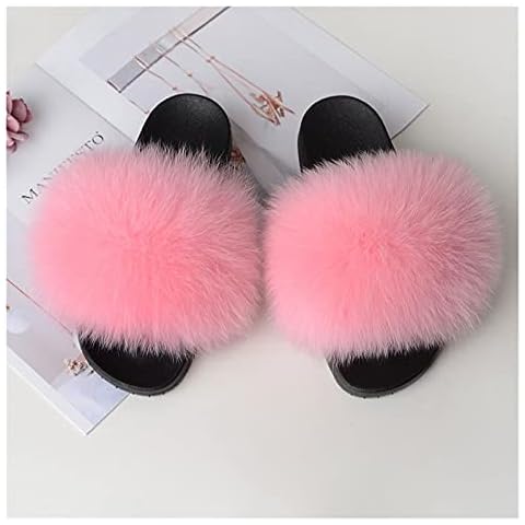 FENCHUN Children Sweet Fur Slippers Summer Fluffy Furry Slides Girl Home Plush Fur Beach Flip Flops (Color : 0017, Shoe Size : 4) Cover
