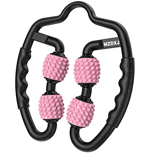 Cellulite Massage Tool Muscle Roller - Deep Fascia Massager & Dimpled Skin Remover for Legs, Thighs & Buttocks - Anti-Cellulite Roller, Smooth Skin, Pain Reliefs (Black Pink) 4 Wheel - Black