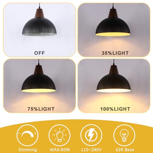 UShe DHome Black Pendant Lights Kitchen Island, 11.8" Dome Pendant Light Fixtures Modern Farmhouse Hanging Light for Dining Room Bedroom Bar Sink by UShe DHome - Used condition - Image 5