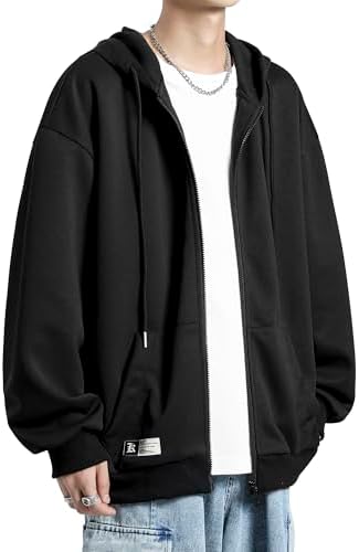 （05:00時点） [Fasshonrida] ジップパーカー メンズ ジップアップ トレーナー 人気 秋服 鹿の子 ニット ぱーかー 薄手 軽量 フルジップ スウェットシャツ 男女兼用 フード付き とれーなー 吸水速乾 ストレッチ スエット ドライ カノコ 長袖 トップス カジュアル ライトアウター オシャレ 上着 羽織り かっこいい服 フーディー 春 秋 black 2XL