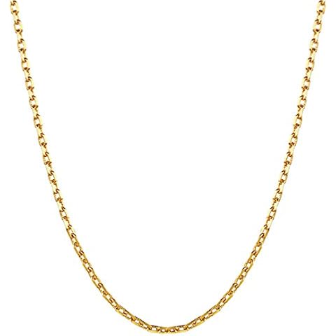 Cutesmile Fashion Jewelry 18k Gold/Rose Gold/White Gold 1.5mm Rolo Adjustable Chain Crafted Necklace (Gold) Cover