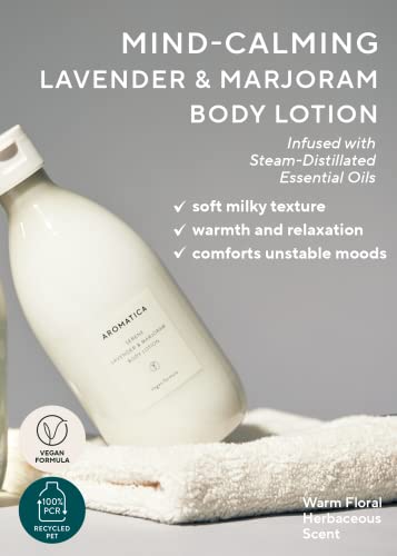 Aromatica Serene Body Lotion Lavender & Marjoram 10.14Oz / 300Ml, Vegan | Soothing Body Moisturizer | Light Relaxing Scent | For Normal To Dry Skin | With Shea Butter #TOP1