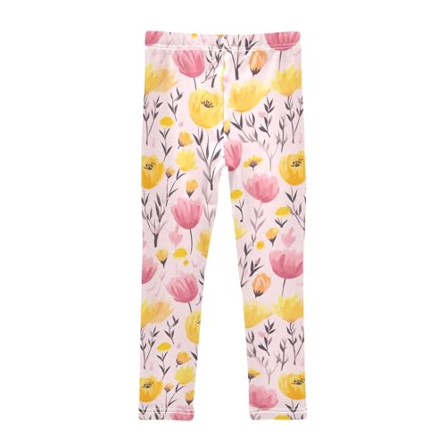Girls' Leggings Flowers Floral Pink Yellow Kids Yoga Tights Pants 1 Pack 208527922