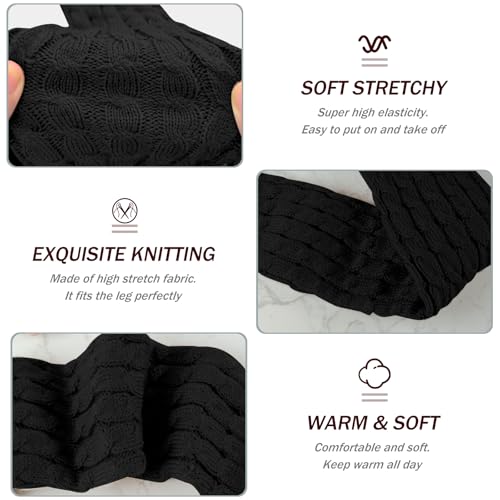 Image of 2 Pairs Leg Warmers for Women Winter Fashion Cable Knit Warm Leg Warmer Accessories for Party Sports Yoga