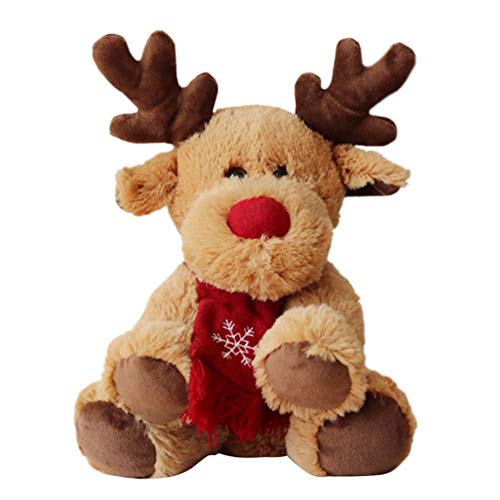Light Brown Plush Reindeer Stuffed Animal Toy - 11.41X9.05X5.90 Inches Christmas Elk Doll for Kids, Winter Holiday Decoration & Gift