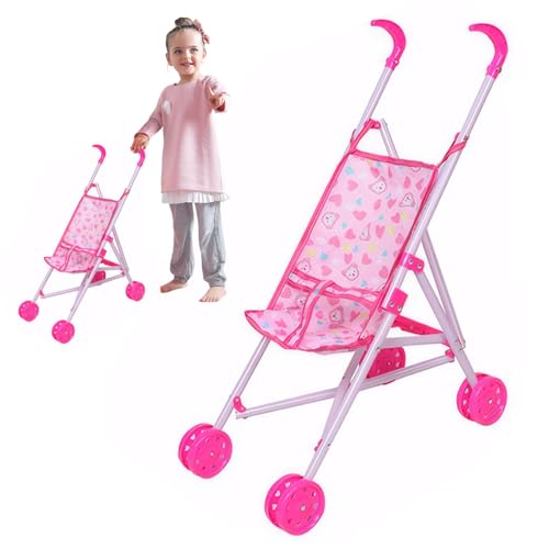 Puppenwagen 9,84 x 19,29 x 20,87 Zoll Puppenwagen Faltbarer Kinderwagen für Puppen mit stabilem...