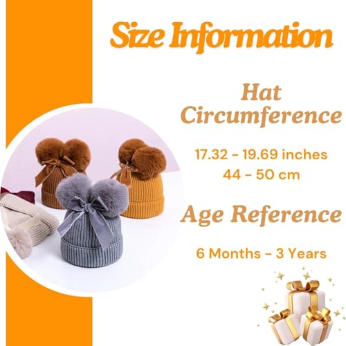 Gorro de invierno personalizado para bebé con doble pompón de punto 2