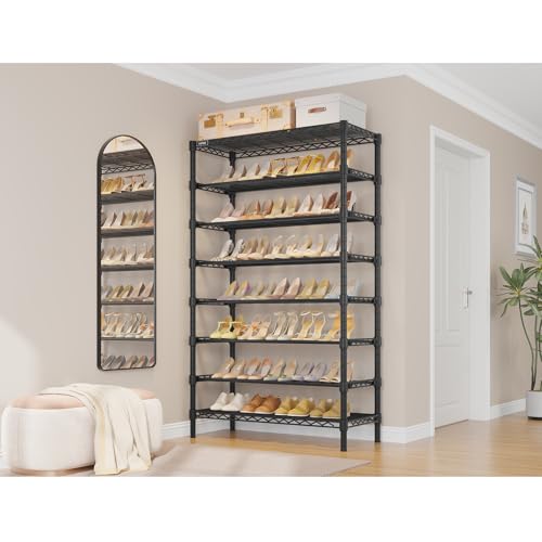 Image of VIPEK S1 Plus Shoe Rack, 8-Tier Extra Wide Heavy Duty Shoe Organizer, Large Capacity Metal Shoe Cabinet Up to 40 Pairs, Adjustable & Detachable Shoe Storage for Entryway /Bedroom /Closet, 750 lbs Black